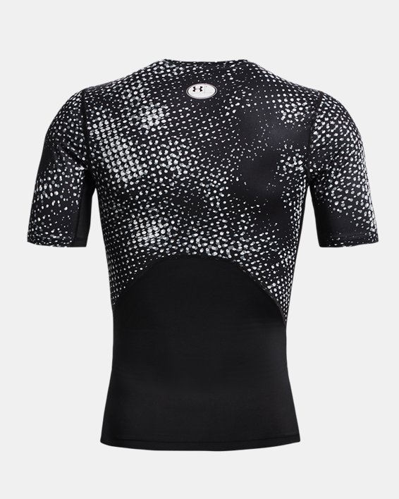 Men' HeatGear® Compression Printed Short Sleeve in Black image number 2